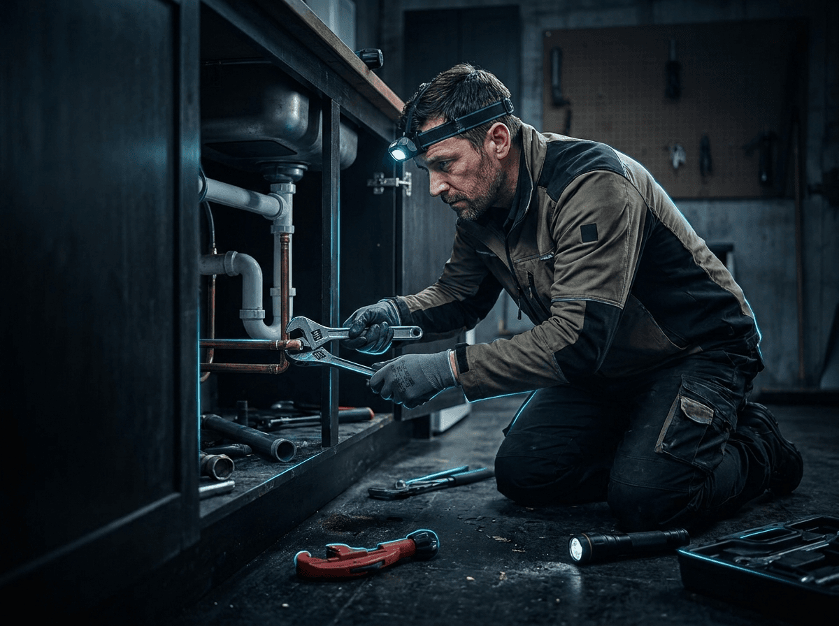 Plumbing contractor at work